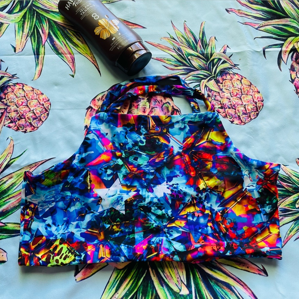 Fused Hawaii Halter Mauna Kea back bikini Top L
